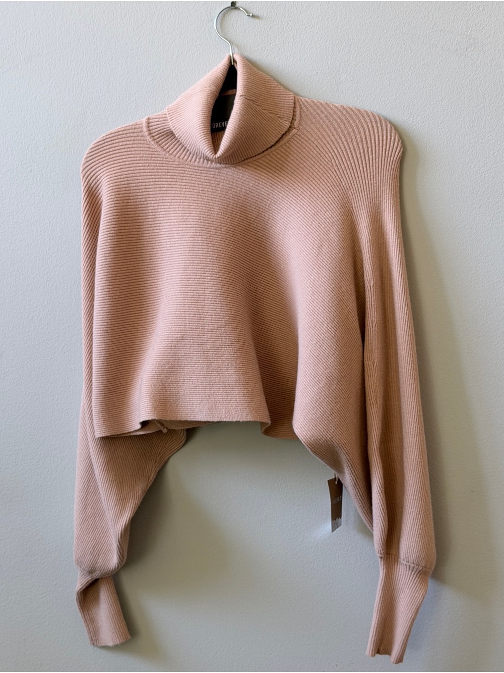 Clean Girl meets Quiet Elegance Forever 21 Tan Cropped Turtleneck Sweater NWOT